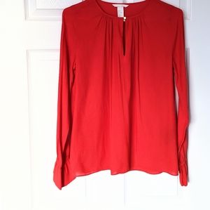 H&M Red Long, Bell Sleeve Career Blouse. Size 2.